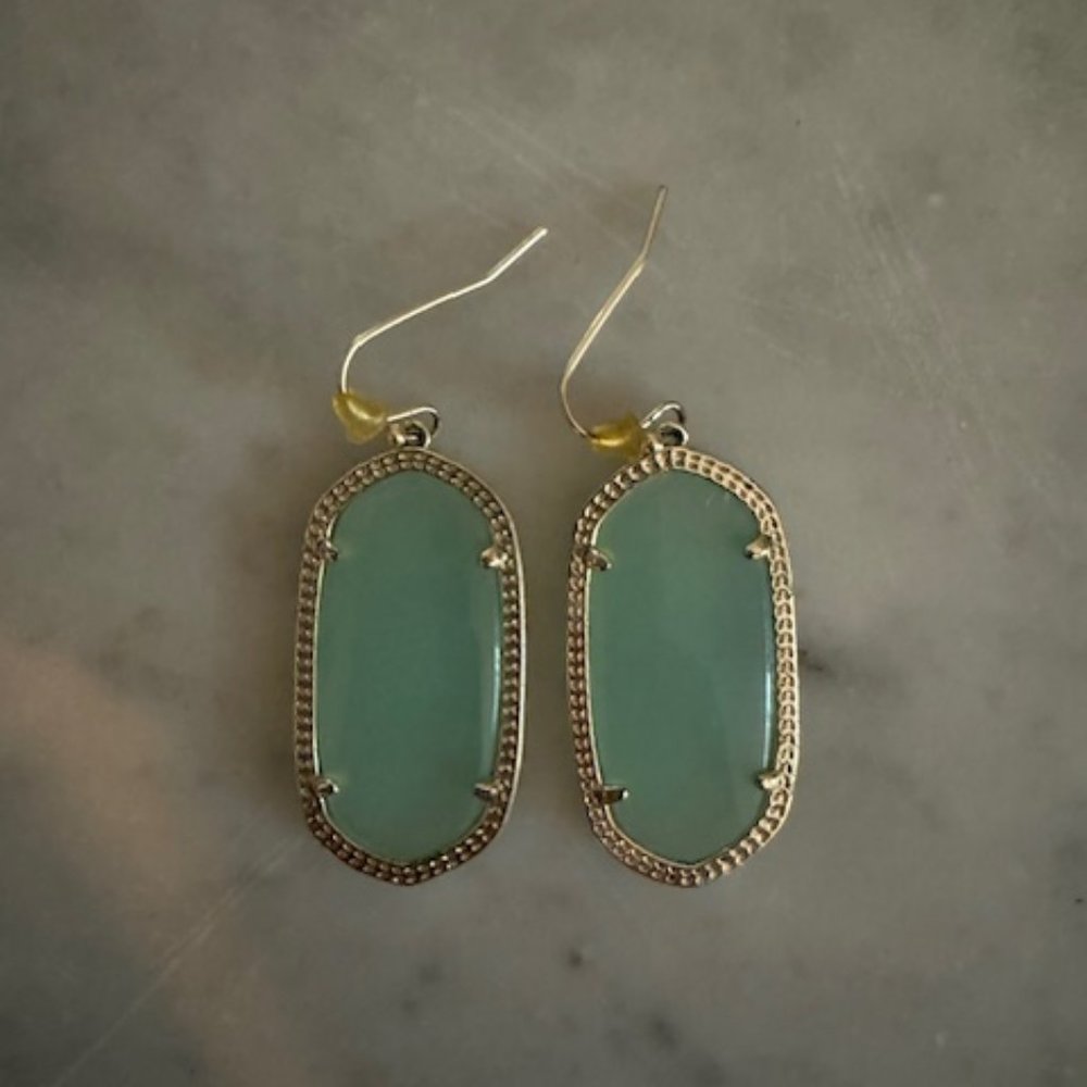Kendra Scott Elle Gold Drop Earrings - Green/Blue Stone